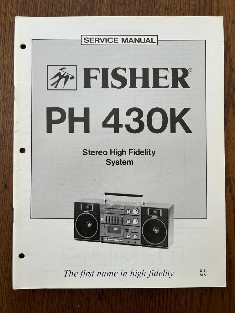 Fisher PH 430K Stereo High Fidelity System Boombox Service Manual OEM Vintage