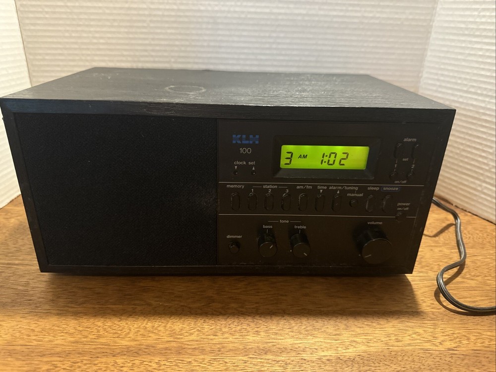 KLH Model 100 AM/FM Table Radio-TESTED-WORKING- With Cool Stickers