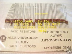 50 Allen Bradley Carbon Comp Resistors 2.7k 1/4W 5%