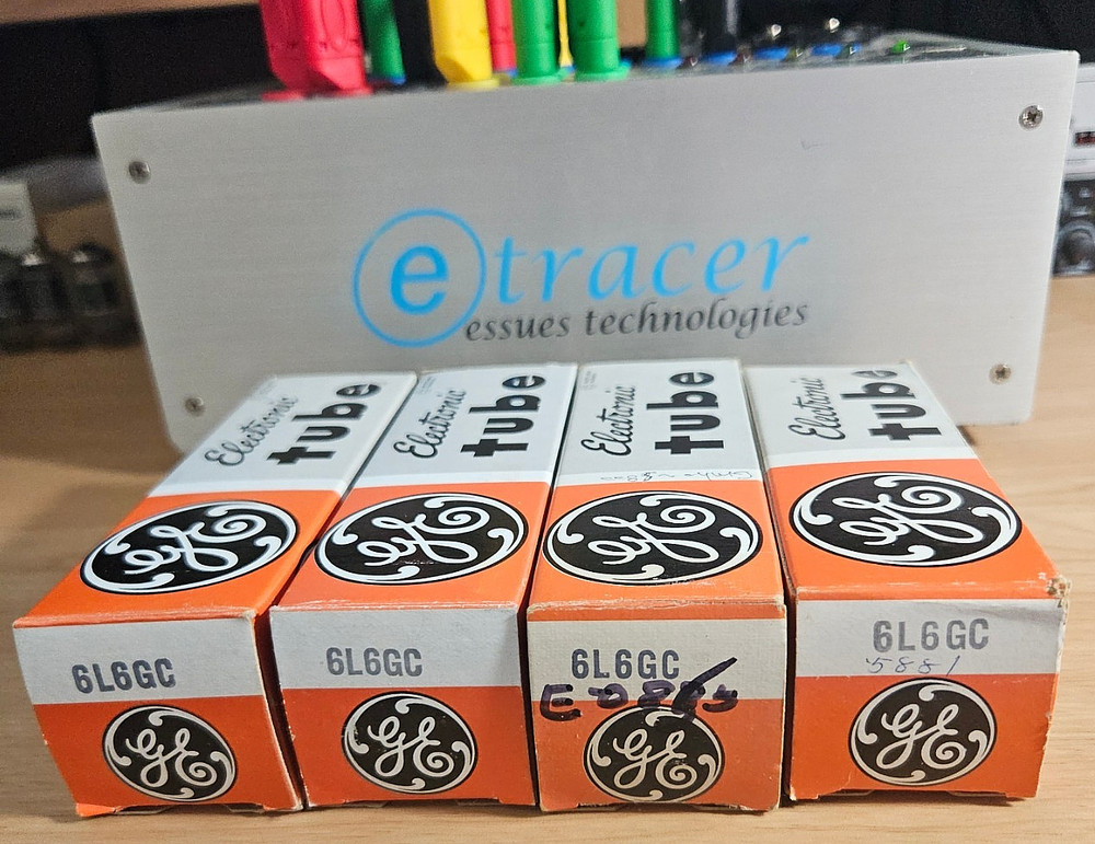 6L6GC GENERAL ELECTRIC PREMIUM MATCHED QUAD OF TUBES NOS NIB *eTRACER* #12B84