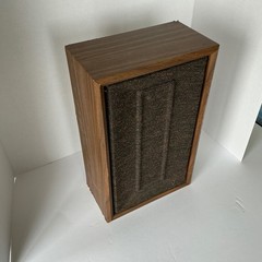 Vintage Bookshelf Speaker Wood Grain Single 14in Brown Fabric Grill