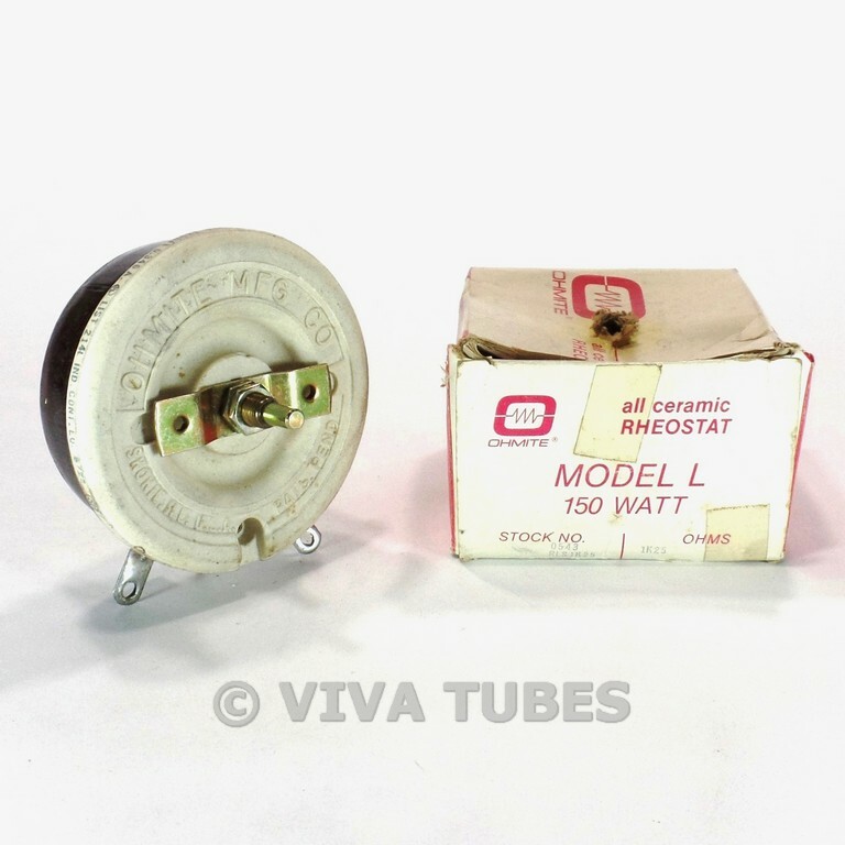 NOS NIB Vintage Ohmite Model L All-Ceramic Rheostat 150 Watt 1250ohm 0.346A