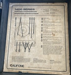 Califone 1450K Record Player , Untested Powers-On , Read Description
