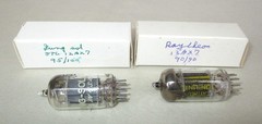 Tung Sol & Raytheon 12AX7 Tubes Long Gray Ribbed Plate 1 D & 1 O Getter Pair