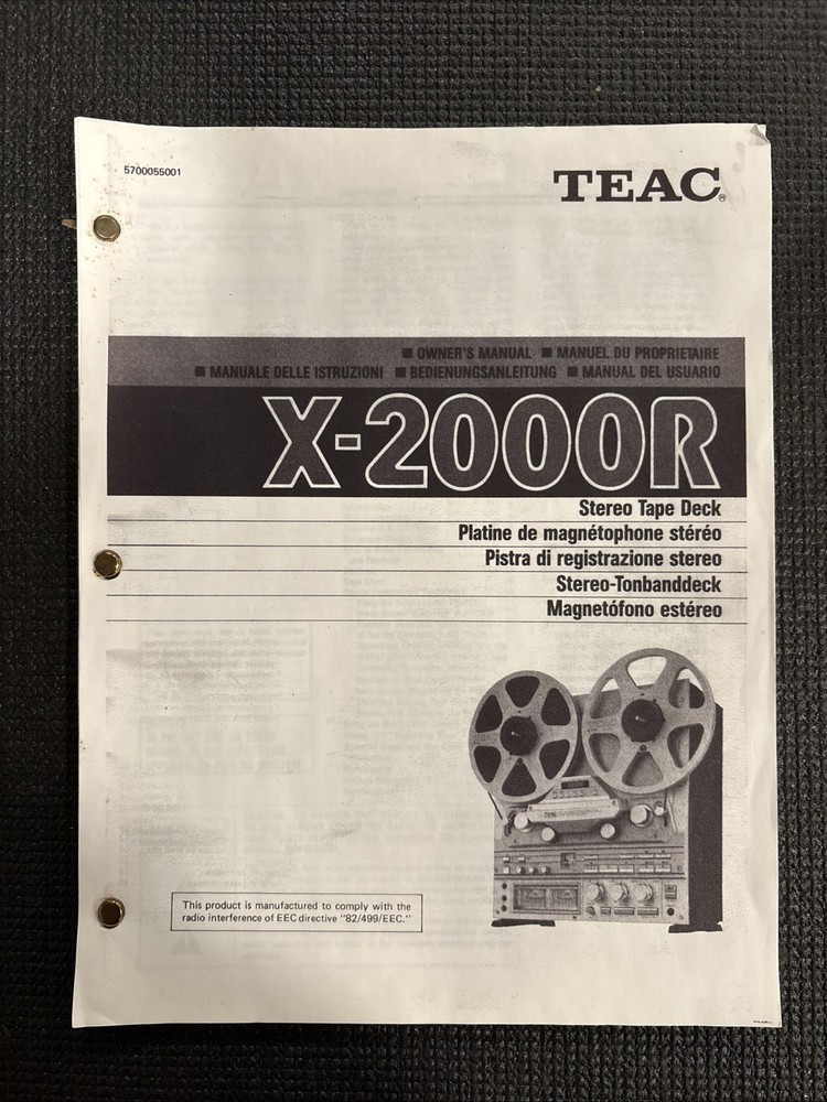 TEAC X-2000R REEL TO REEL OWNERS MANUAL Fast Ship !