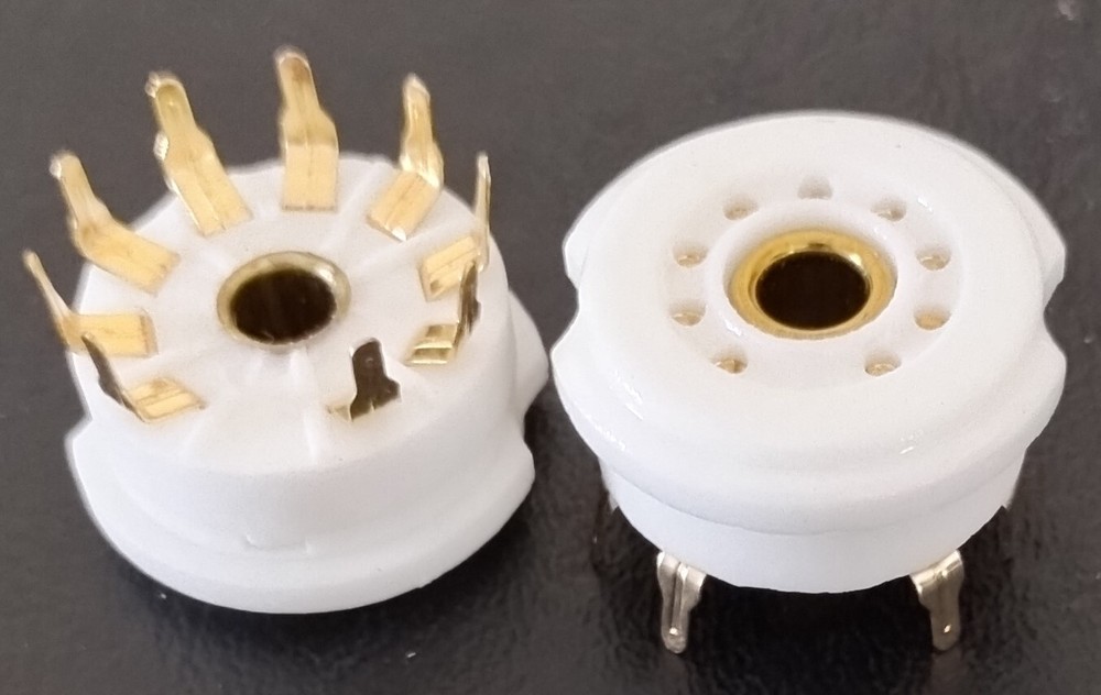 9 pin tube socket gold plated PC mount ceramic 10 pcs. 12AU7 6922 6DJ8 12AX7