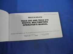 BECKMAN BOOKLET TECH 300 & TECH 310 DIGITAL MULTIMETERS ORIGINAL FACTORY ISSUE