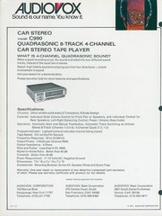 1972 Audiovox C990 Quadrasonic 8-Track Player Glossy Dealer Brochure HiFi Audio