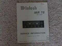 Vintage Original McIntosh MR78 Service Manual. Good Condition.
