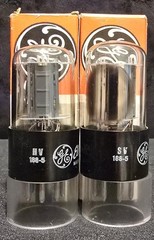 GE 6SN7 GTB 1960s CHROME SIDED HALO TALL BLACK BASE PERFECT MATCHED SET NIB