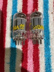 Sylvania Yellow Label 12AX7 7025 Tubes (pair) Used/tests well.