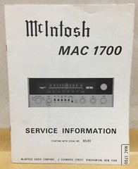 McIntosh owner and service manual MR71 MR78 MR7083 MAC1700 original book tuner
