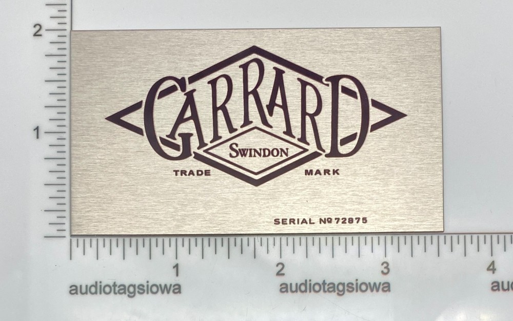 Garrard Swindon Serial Number Plate for Turntable Base Plinth – Custom Made