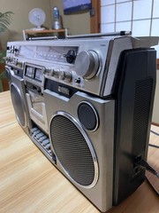 Aiwa CS-80 Retro Boombox Cassette Radio Silver Vintage For Parts Japan