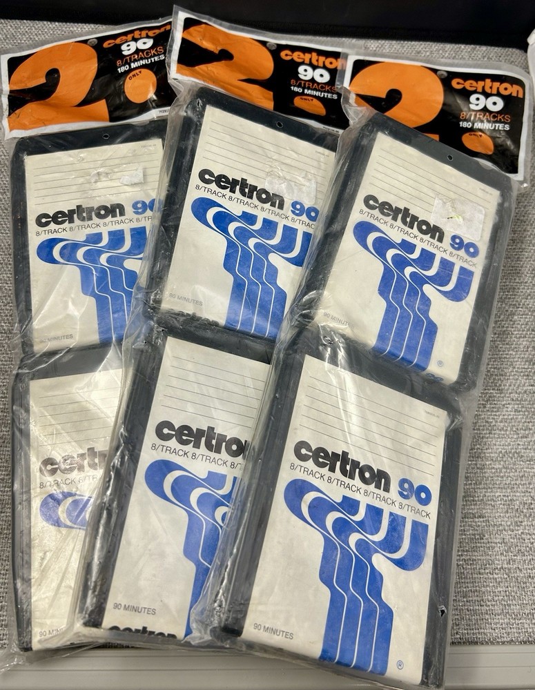 Certron 90 Blank 8 Track Tapes Three 2 packs of New Old Stock 7180100-90