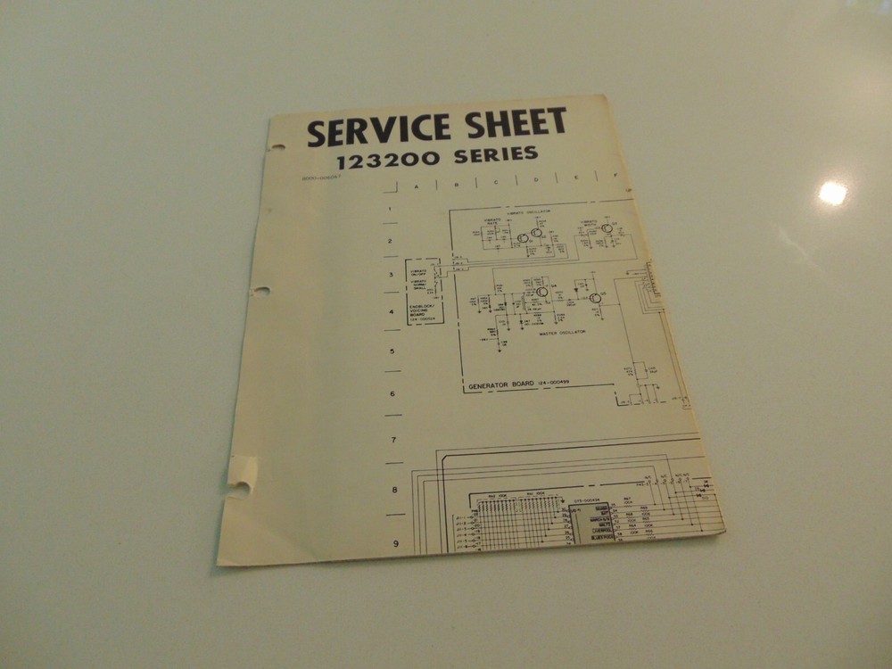 Hammond Organ 123200 Series Service Manual Sheet Schematics Factory OEM