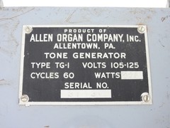 Allen Organ TG-1 Tone Generator Vintage Audio Part (original, untested)