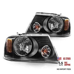 Headlight Assembly Black Housing Replacement Black-Amber/2004-2008 F150