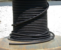 Black Rayon Cloth Covered 3-Wire Round Pulley Cord, Vintage Pendant Lights, Fans