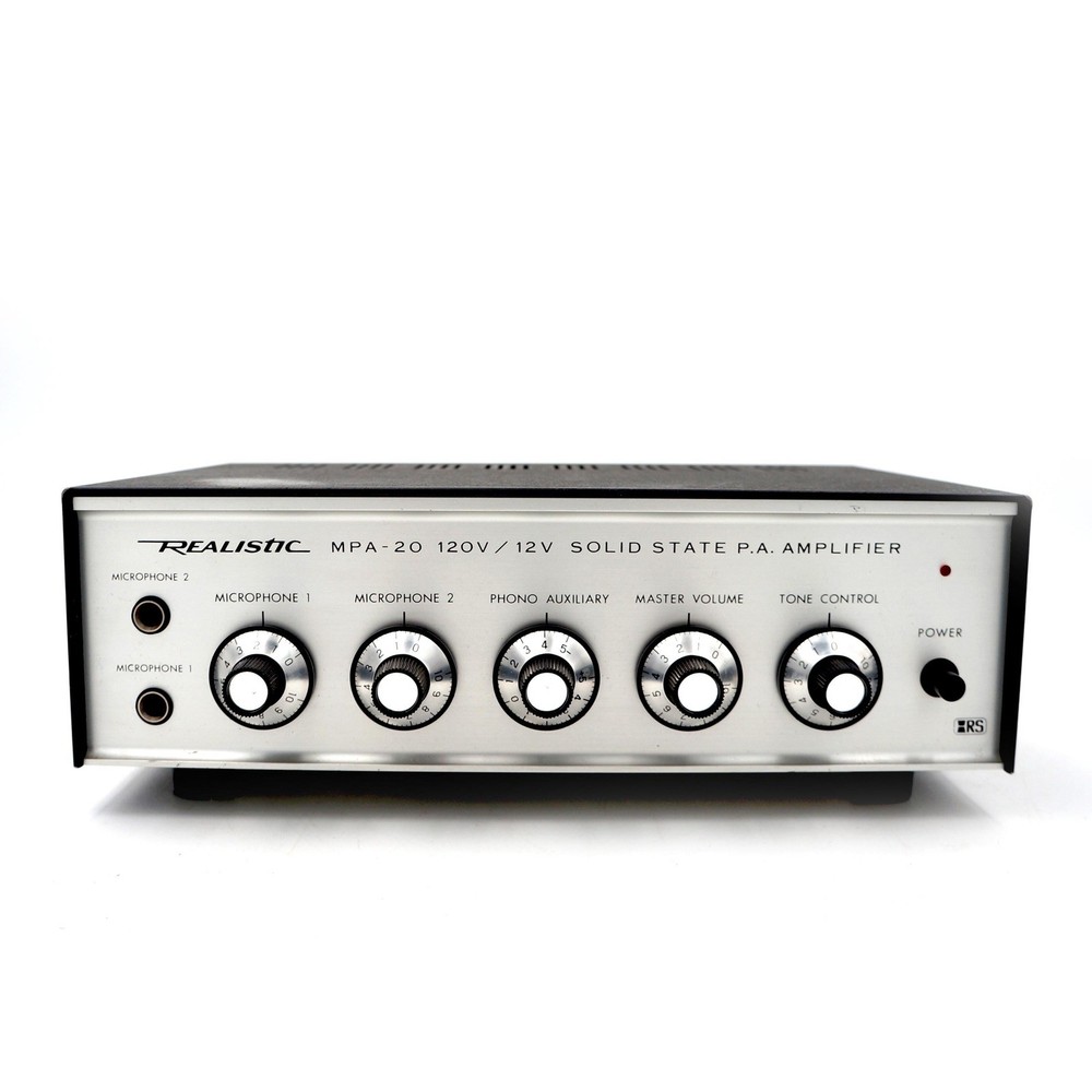 Vtg Realistic MPA-20 Solid State P.A. Amplifier 120V / 12V Mic Preamp Portable