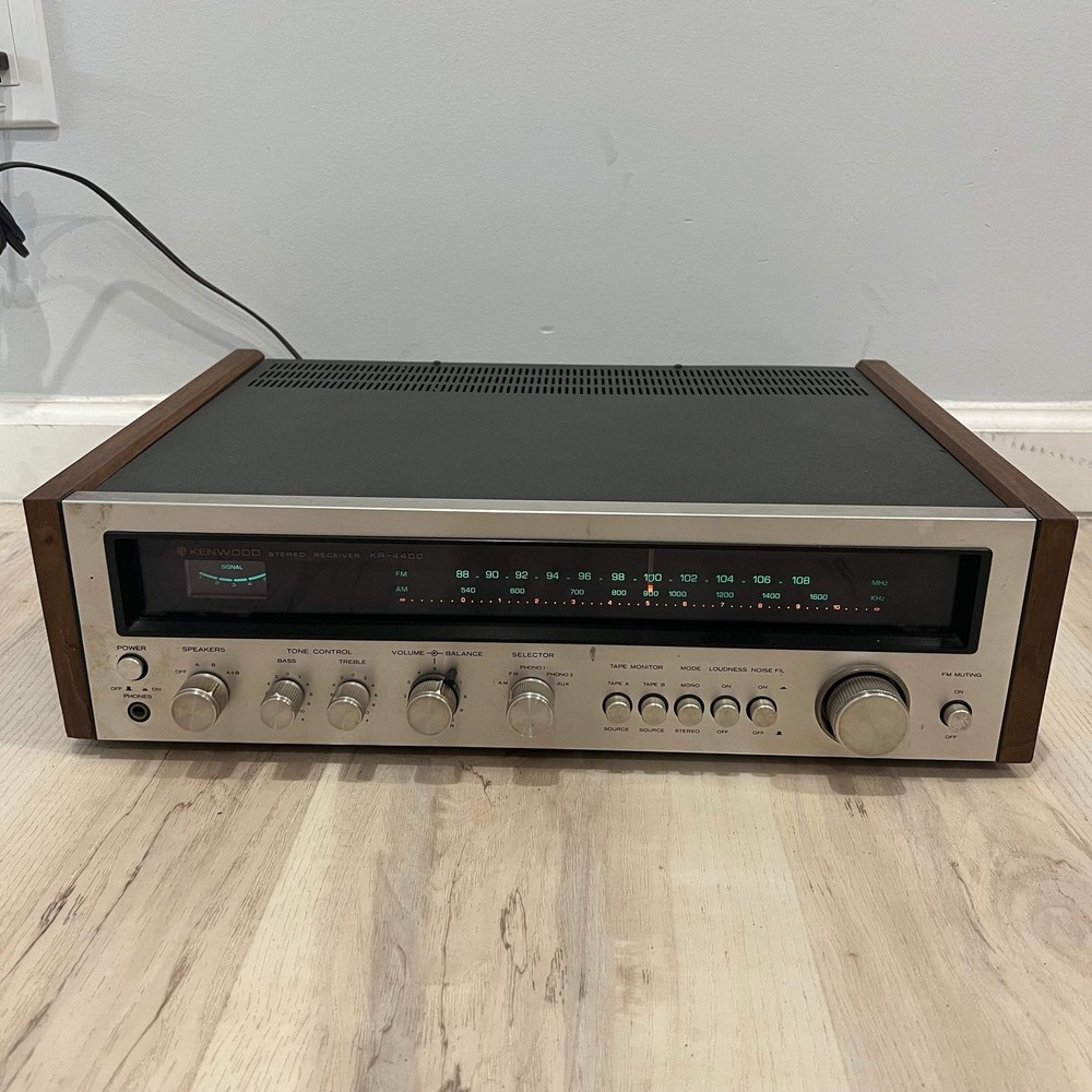 Kenwood KR-4400 Stereo Receiver Vintage Silver-Face Black AS-IS