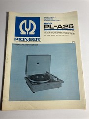 Pioneer PL-A25 Vintage Operating Instructions Manual Original Rare