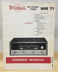 McIntosh owner and service manual MR71 MR78 MR7083 MAC1700 original book tuner