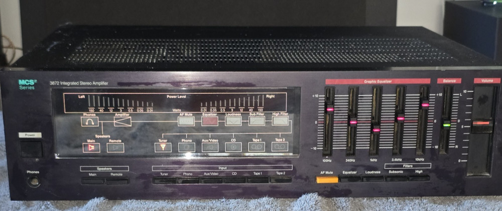 MCS 3872 Stereo Integrated Amplifier 1985-86 110 Watts Per Channel