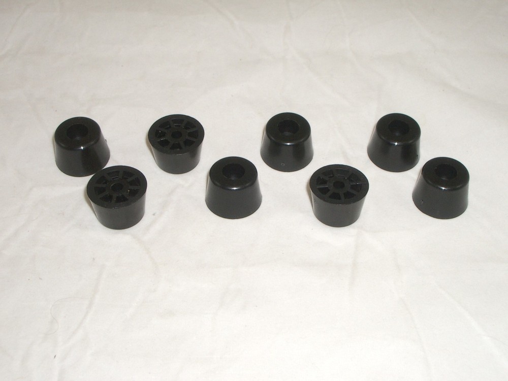 BUDWIG TF8T-P 8PC BLACK PLASTIC RADIO CABINET CASE FEET BUMPERS FOR DRAKE