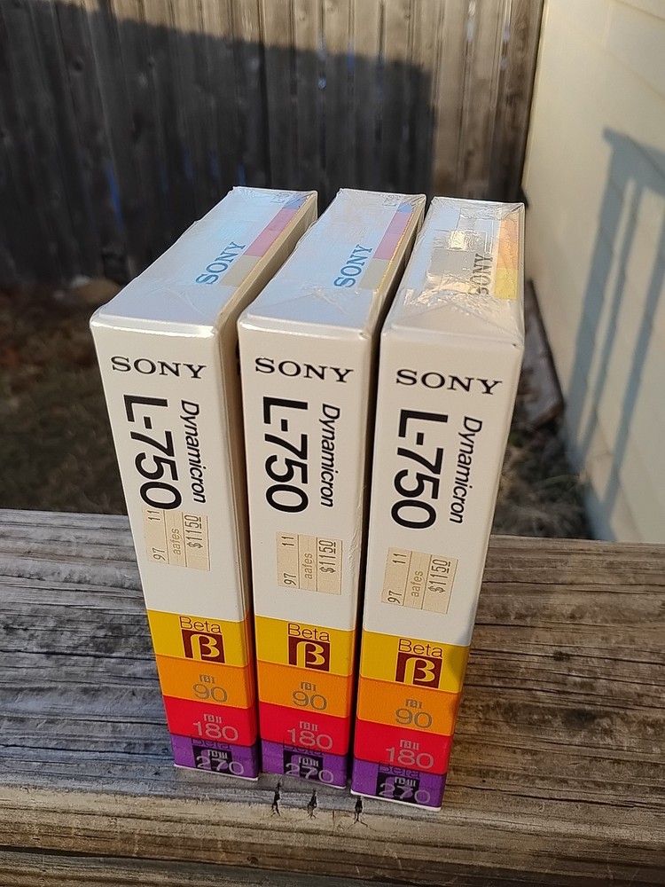 Betamax Beta Betacord Cassette Tape Sony Dynamicro L-750 Factory Sealed Lot Of 3