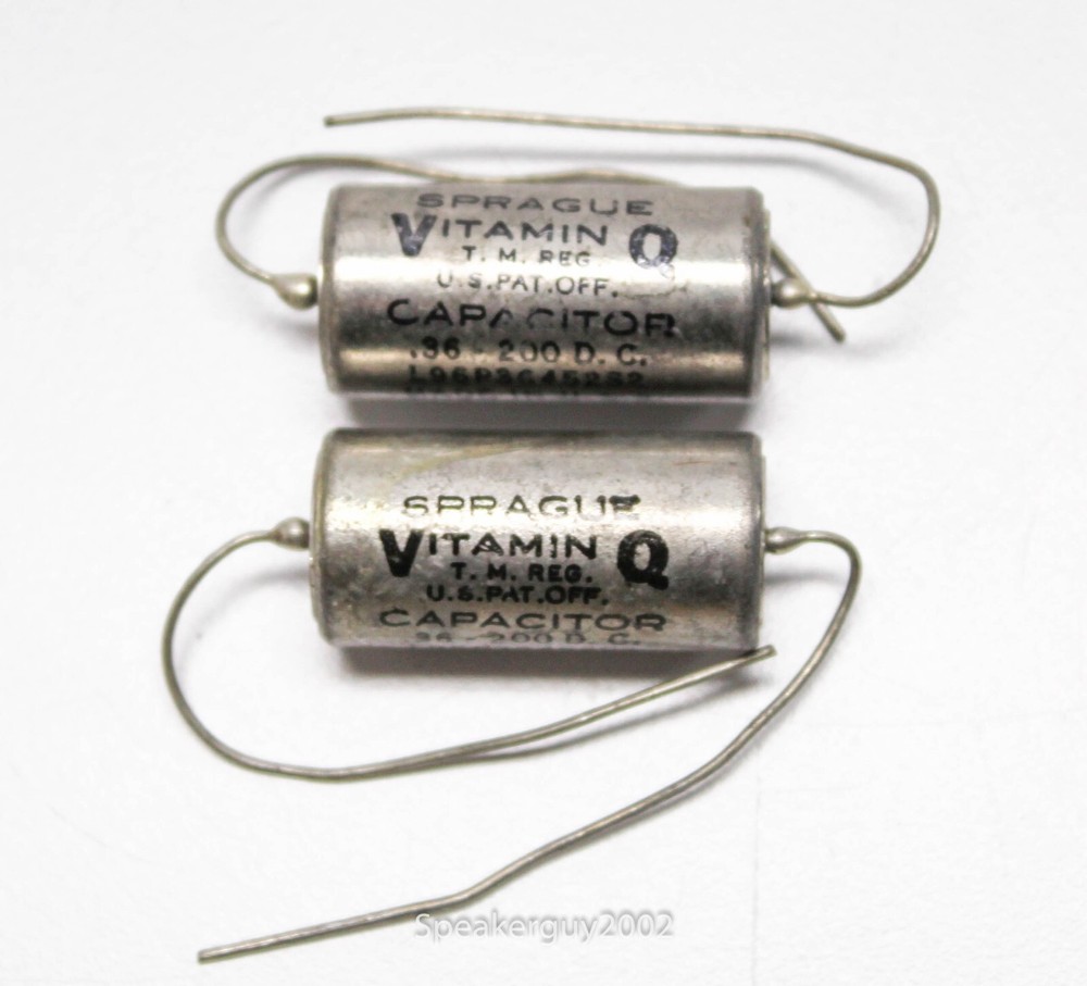 Pair Sprague Vitamin Q PIO Capacitors / .36 uf 200 VDC / L96P36452S2 — KT