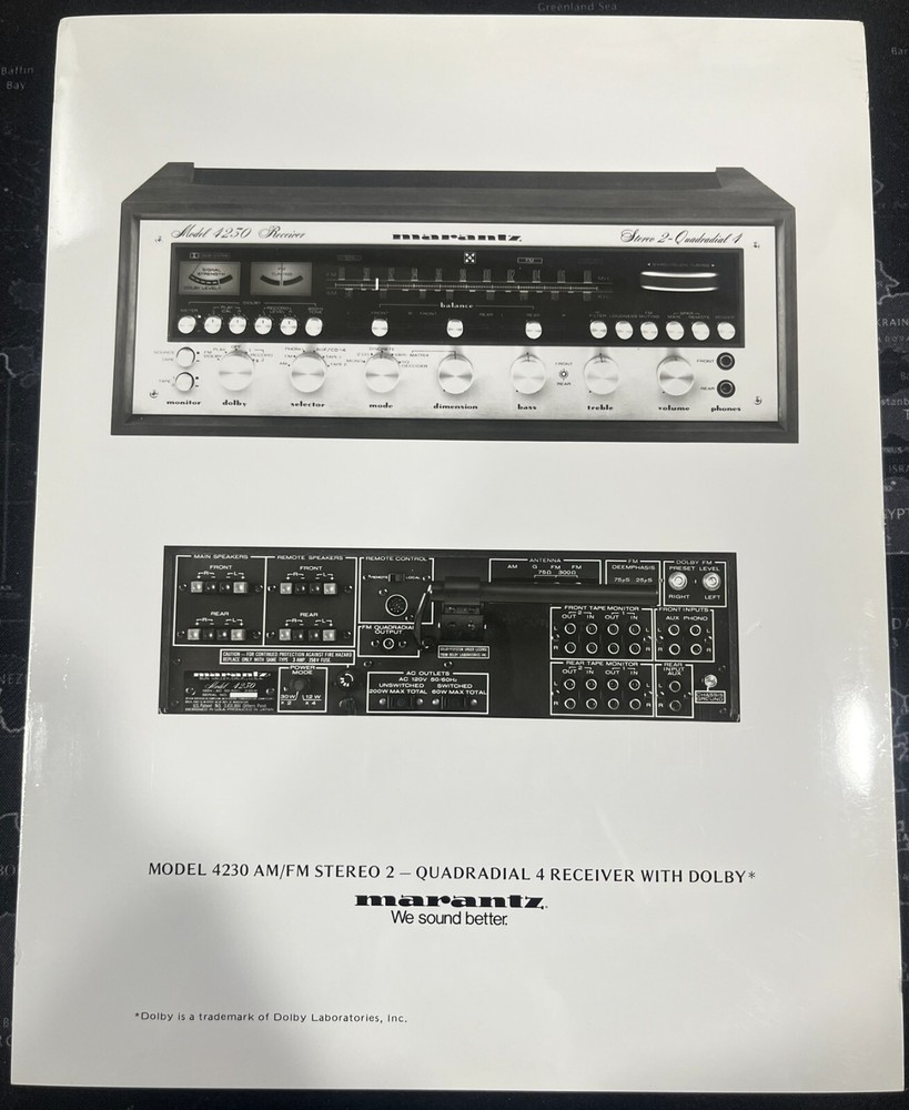 Marantz Model 4230 Stereo Receiver Advertising Photo – Super Rare – NOT A COPY
