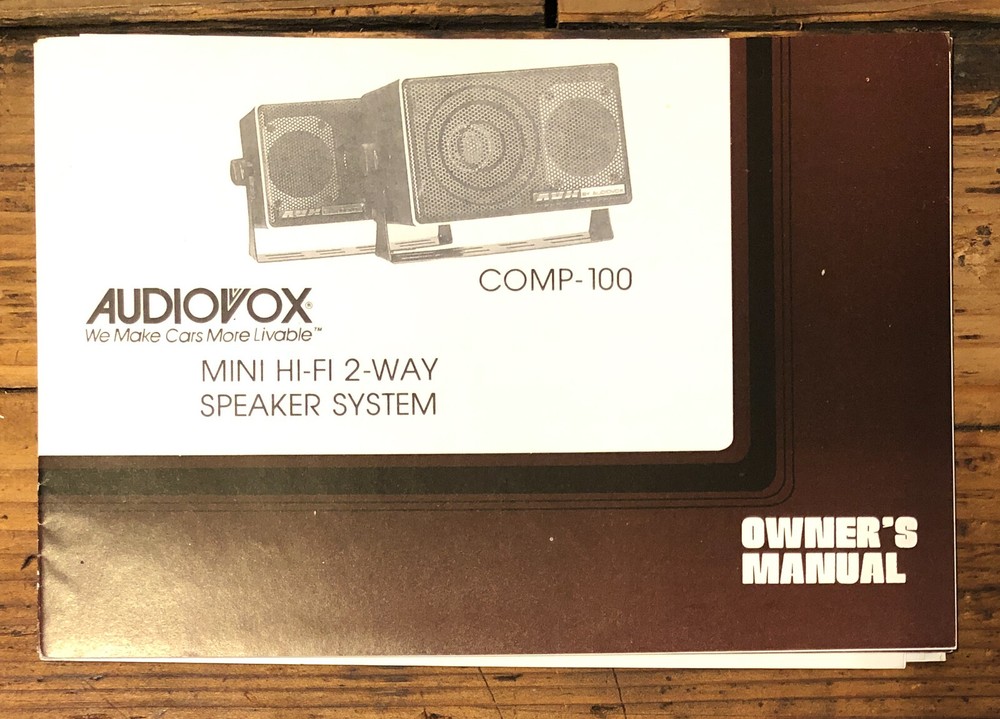 Audiovox COMP-100 Speaker Owner / User Manual *Original*