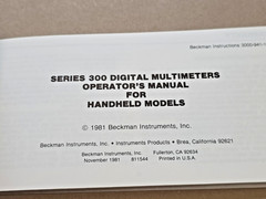 Beckman Series 300 Multimeter Owner / User Manual *Original* 1981