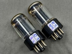 (2) Raytheon 6SN7GTB Tubes Black Plates O Getters Tests NOS Amplitrex