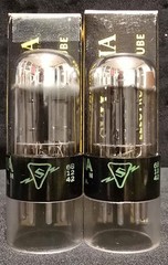 SYLVANIA 6SN7 GTB 1968 GREEN LABEL BLACK BASE CHROME TOPPED FOIL MATCHED SET NIB