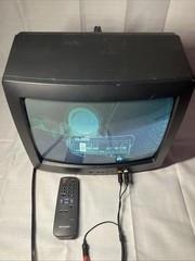 Vintage SHARP 13″ CRT Color TV 13J-M100 Gaming Front A/V Input Tested W/ Remote