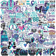 100PCS Suicide Awareness Stickers Suicide Prevention Stickers for Depressed Pers