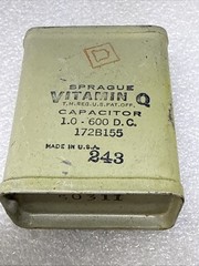 (1) Vintage SPRAGUE VITAMIN Q 1.0 mfd @ 600 D.C. Capacitor