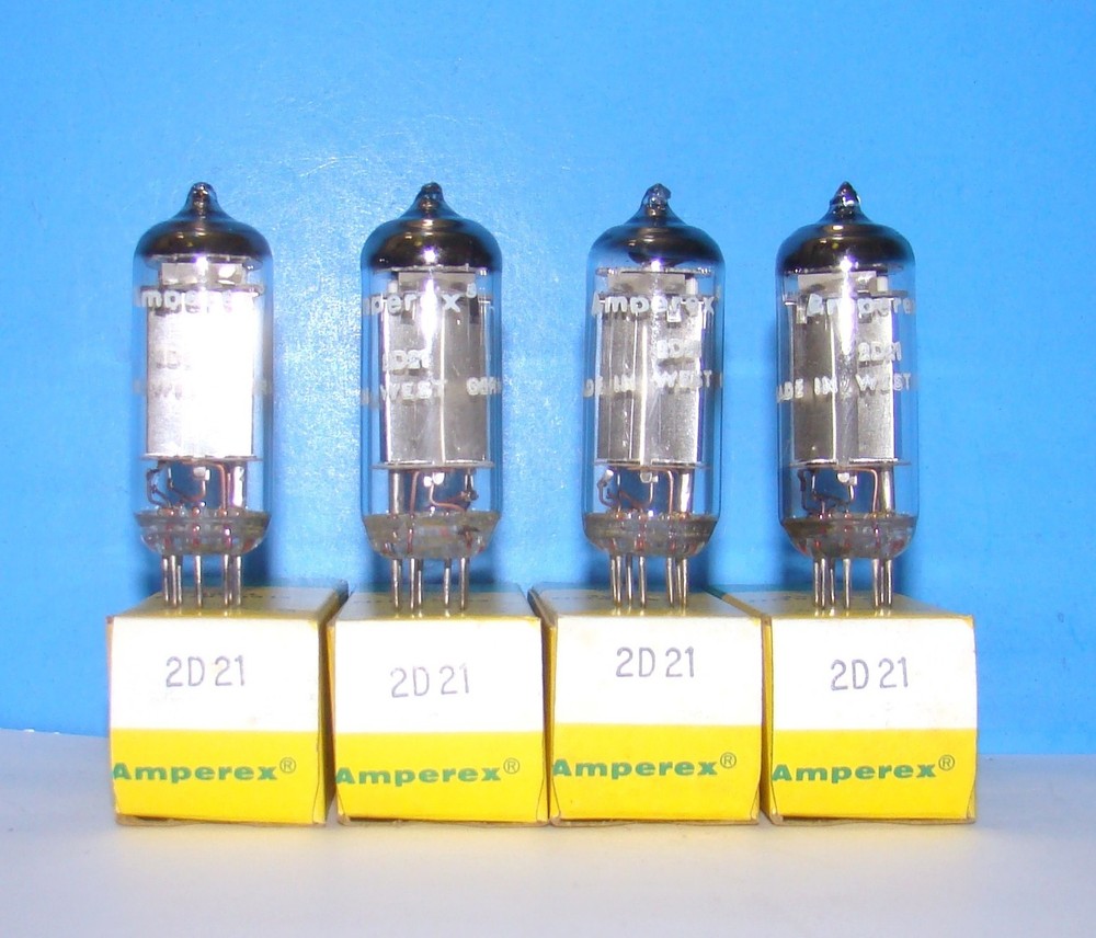 2D21 NOS Amperex radio audio amplifier vacuum tubes 4 valves Germany 5727 2D21W