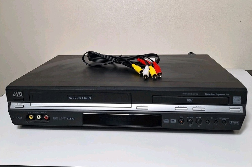 JVC VCR/DVD Combo HR-XVC28BU VHS Tape Player Hi Fi Stereo & RCA Cable Vintage