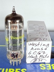 Westinghouse 6CG7 6FQ7 Black Plate D-Getter Tested Like NOS Tube