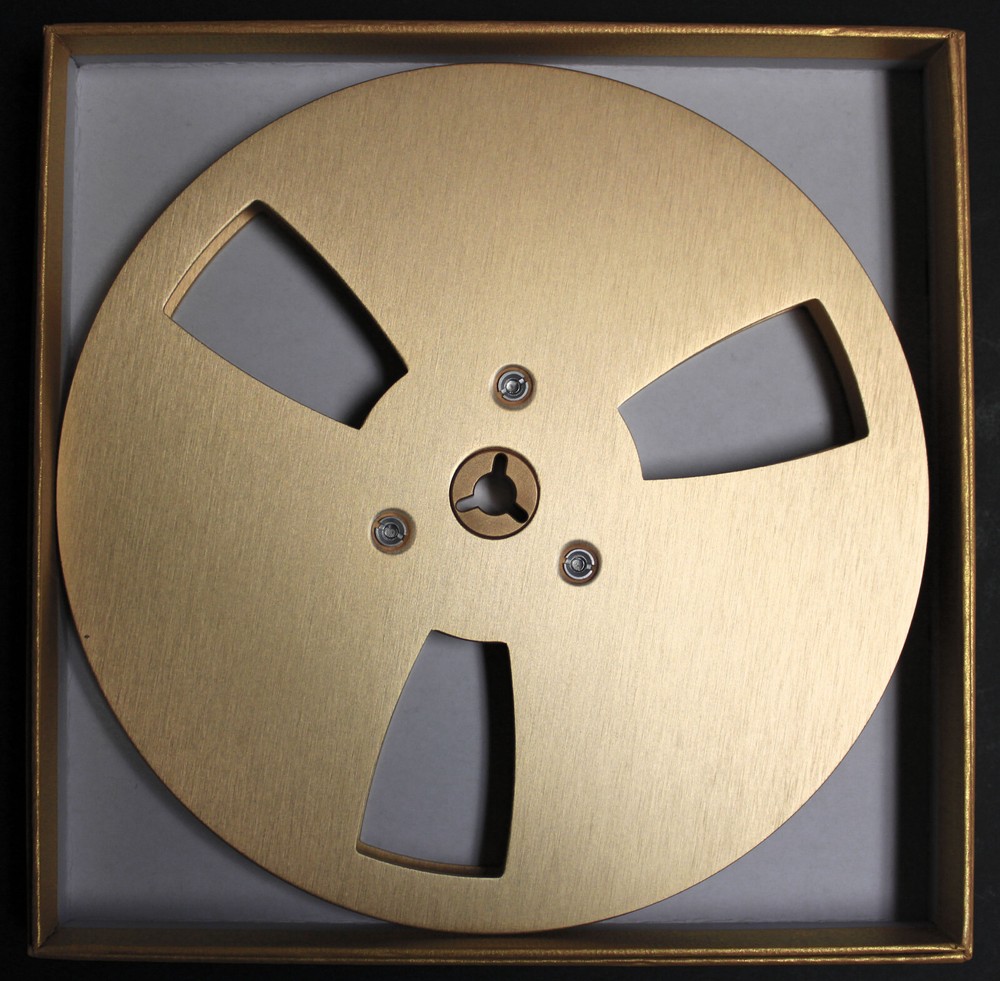 NEW ANALOG AUDIO 7″ X 1/4″ METAL TAPE REEL-TRIDENT HUB-GOLD-AKAI TEAC PIONEER