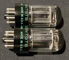 SYLVANIA 6SN7 GTB TUBE 1968 CHROME TOP HALO BLACK V PLATES MATCHED SET