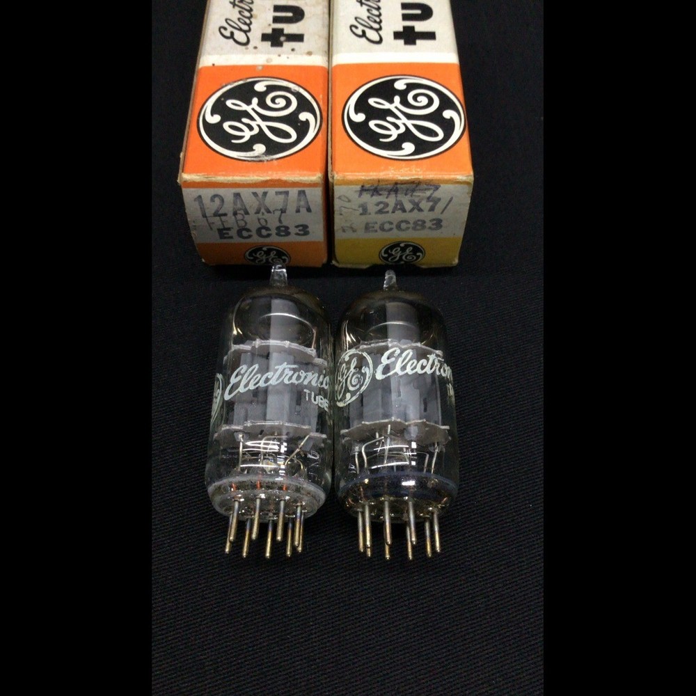 NOS MATCHED PAIR GE 12AX7 ECC83 Fat Plate VINTAGE Audio VACUUM TUBES 8.9844