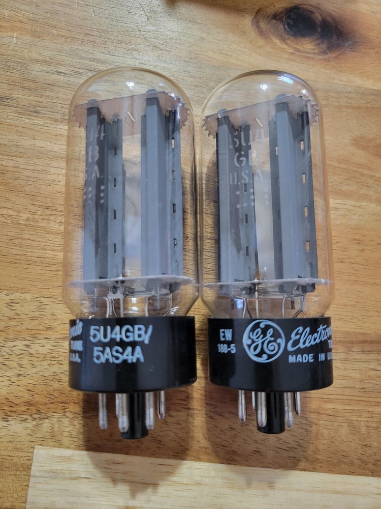 Lot Of 2 Vintage GE Electronic Tubes 5U4GB 5AS4A