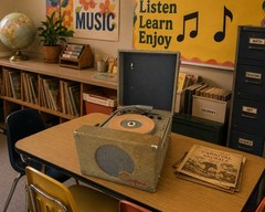 🍊Vintage 1960s Califone Portable Classroom Record Player | Model 5J-7A WORKS!