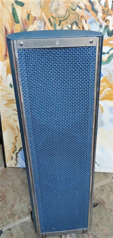 VINTAGE EXTERNAL SPEAKER BLUE TWEED CHROME 29″ BARREL HALF MOON