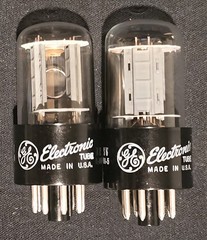 GE 6SN7 GTB 1960s CHROME SIDED HALO TALL BLACK BASE PERFECT MATCHED SET NIB