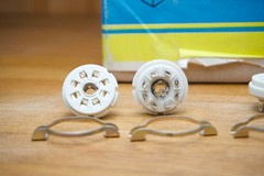 2x PL3-2-3 panel mount Tube Socket Ceramic NOS USSR Silver Pins for 7N7 5B254